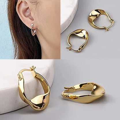 Geometric Metal Hoop Earrings for Women | Trendy Fashion Jewelry Set