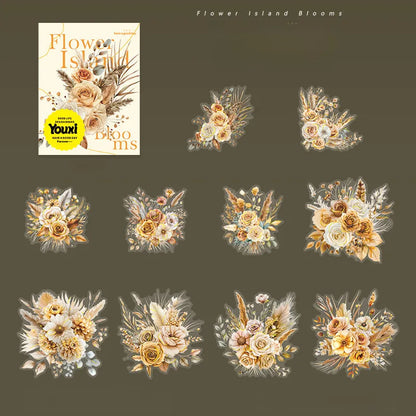 20 PET Flower Stickers for Scrapbooking | Transparent Adhesive Decorative Set