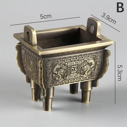 Mini Bronze Incense Burner | Chinese Retro Dragon Carving Decoration