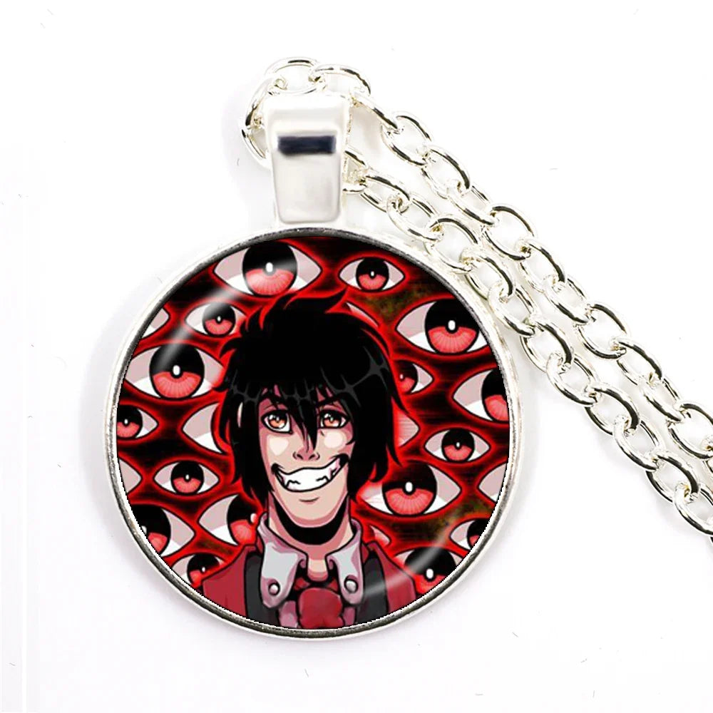 Gothic Alucard Pentagram Pendant Necklace | 25mm Glass Cabochon Statement Jewelry