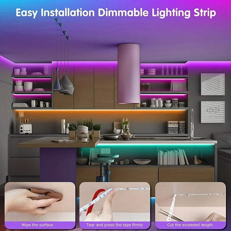 40M/131Ft Led Strip Lights APP 44Keys Music Sync Remote Control USB 5V RGB Flexible Tape for Room Decoration TV Backlight Diode