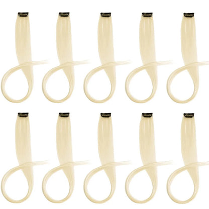 10pcs 22Inch Synthetic Long Straight Hair Extensions Clip in Colored Party Highlights Hairpieces for Women Kids Girls