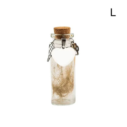 Pet Memorial Bottle for Pet Hair | Dog Cat Fur Keepsake with Silver Accessories