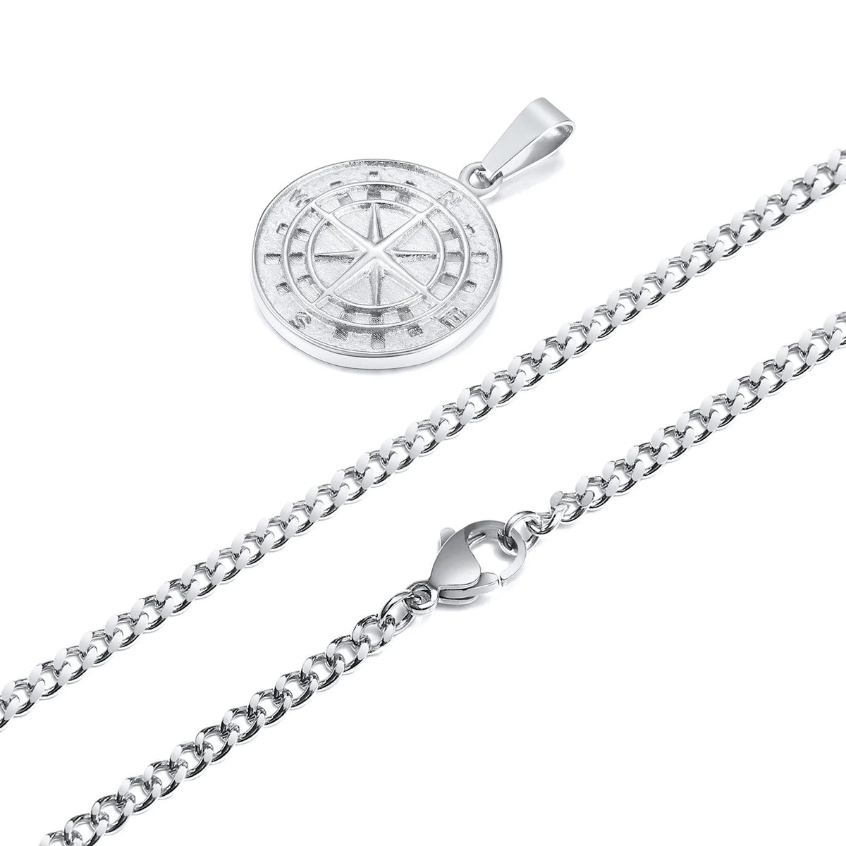 Gold Men's Compass Necklace | Vintage Viking North Star Anchor Stainless Steel Pendant