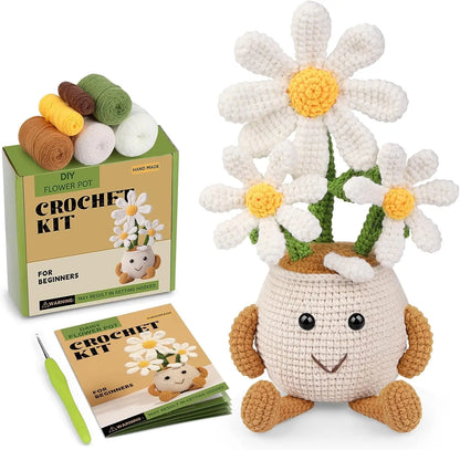 MIUSIE Crochet Starter Kit Sunflower Tulip Crochet Kit Crocheting Knitting Supplies for Adults Beginners Decoration DIY Craft