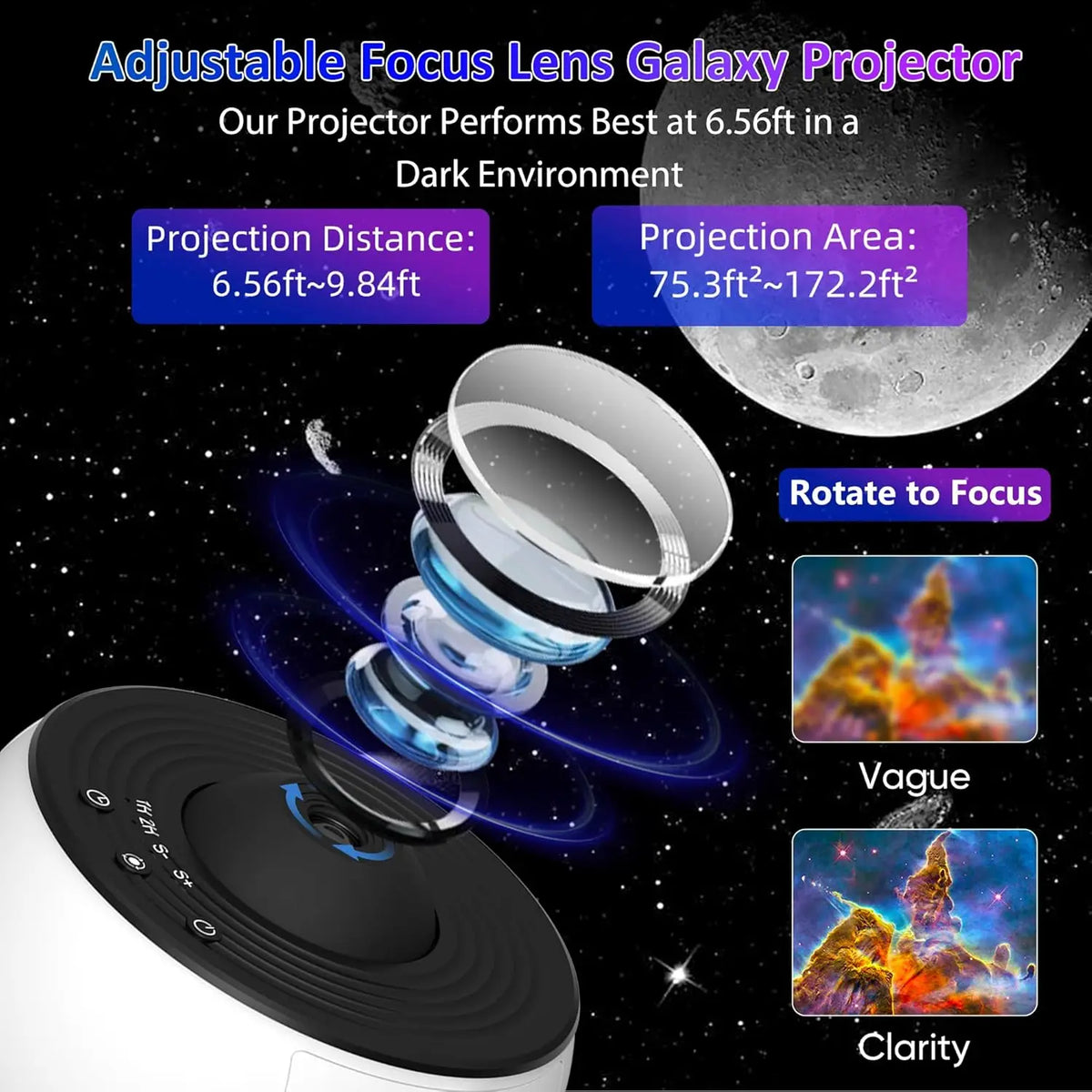 Bedroom Galaxy Projector Night Light HD Image Star Projector 13 Film Discs Kids Planetarium Projector 360° Rotation Galaxy Light