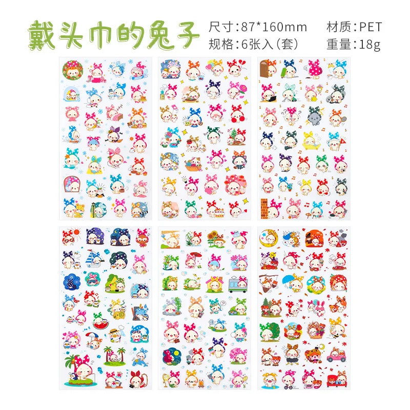 6Pcs Waterproof Cartoon Sticker Set | Cute DIY Decals for Laptops, Phones, and Planners