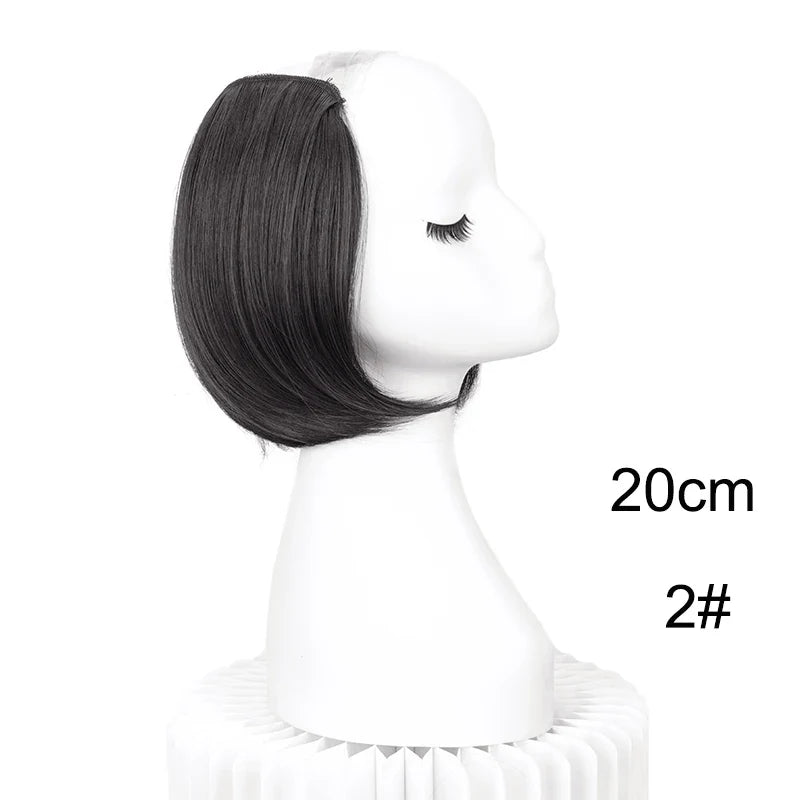 20/30cm Synthetic Straight Hair Extension with 4 Clips | V-Shaped Half Head Invisible Hairpiece