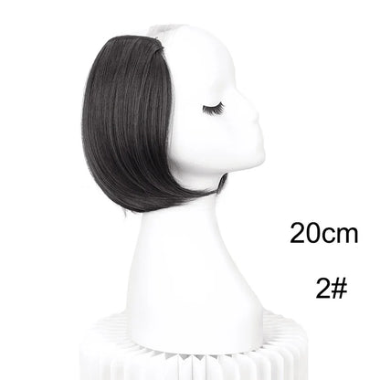 20/30cm Synthetic Straight Hair Extension with 4 Clips | V-Shaped Half Head Invisible Hairpiece