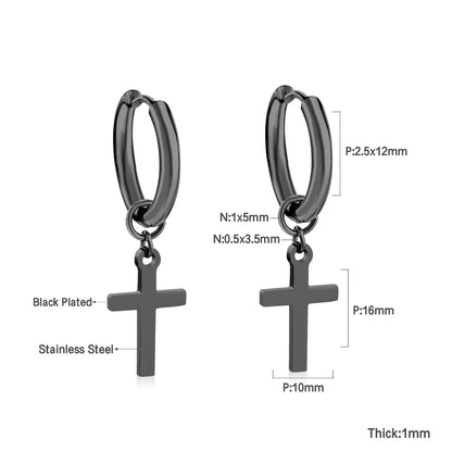 LUXUSTEEL Stainless Steel Cross Hoop Earrings | Colorful Fashion Jewelry for Women