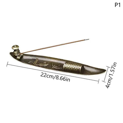 Traditional Japanese Incense Holder Old Men Fishing Boat Design | Aromatherapy Ornament for Home Decor