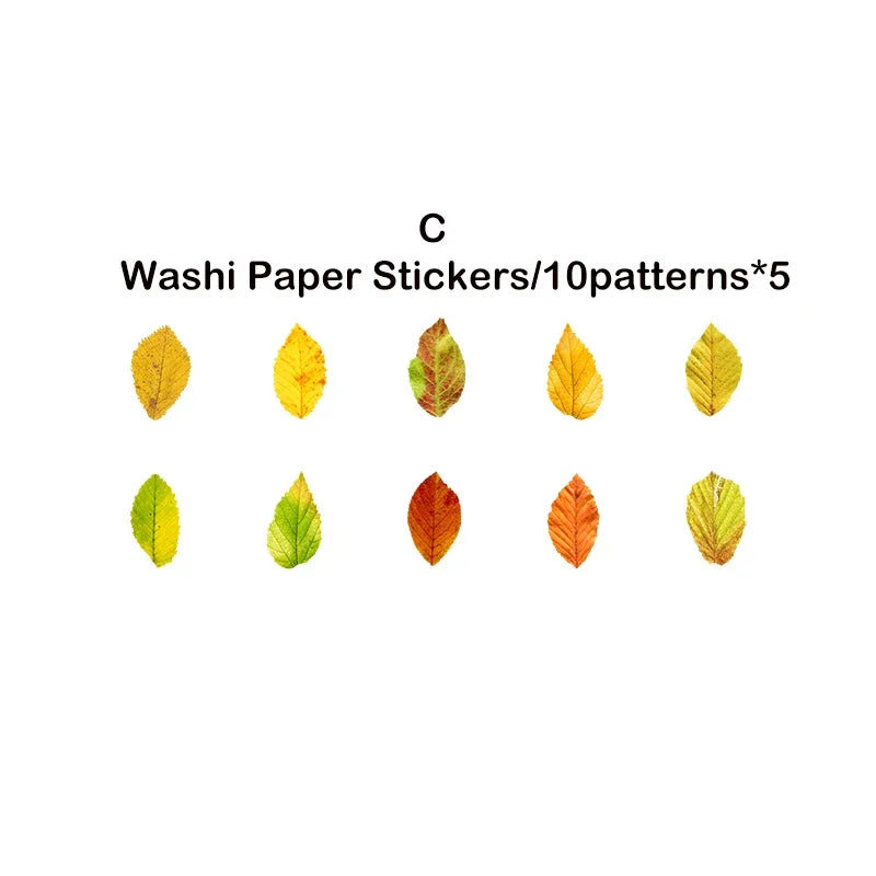 Leaf Washi Paper Stickers | 50-Pack DIY Scrapbooking Decor