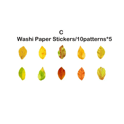Leaf Washi Paper Stickers | 50-Pack DIY Scrapbooking Decor