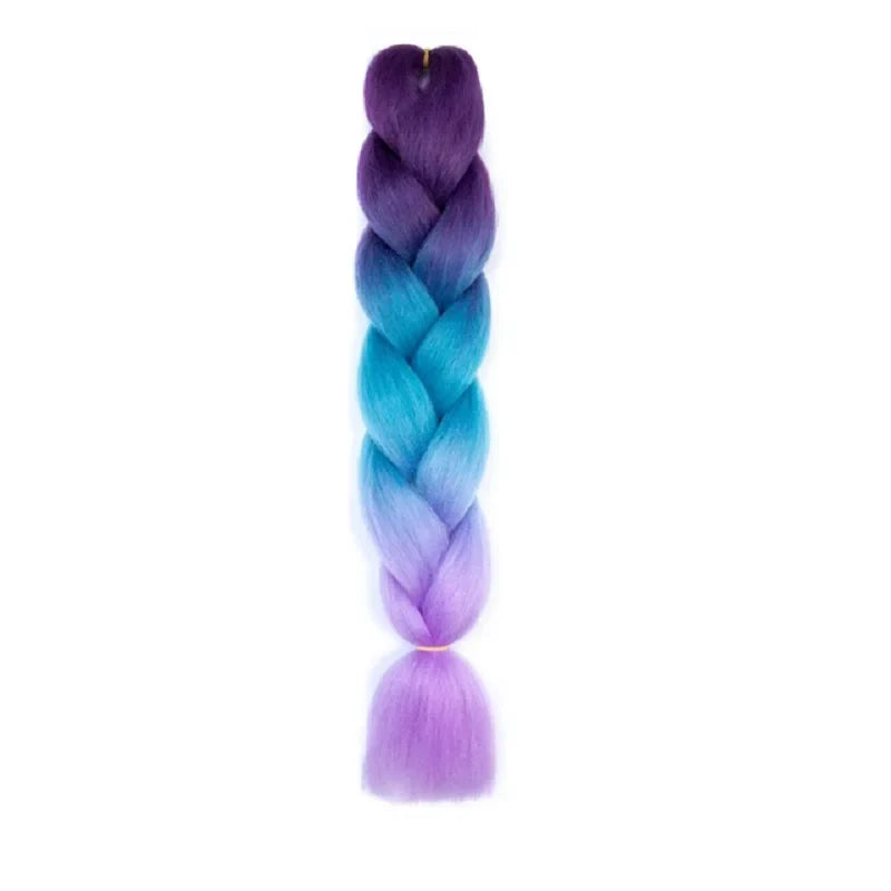 Synthetic Jumbo Braids Hair 24Inch | Ombre Braiding Hair Extensions for Crochet Box Braid Blue Purple