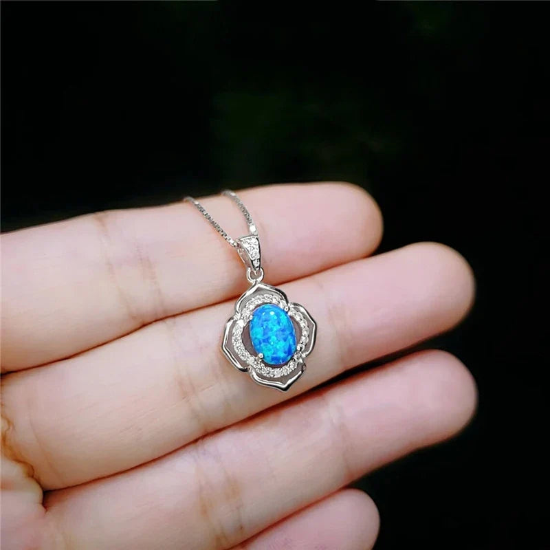 Fashion Sunflower Pendant Necklace | Rose Gold Crystal Zircon Imitation Opal Jewelry