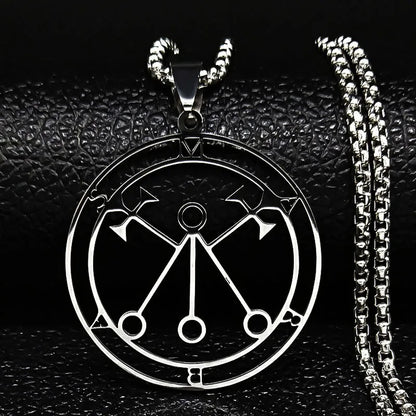 Sigeal Sigil De Lucifer Stainless Steel Satan Necklace | Asmoday Key Baphomet Pendant Jewelry
