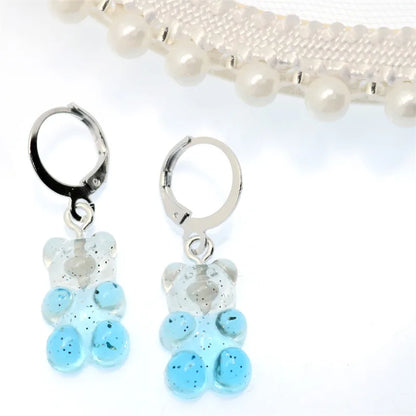 Gradient Bear Dangle Earrings | Cute Sequins Hoop Earrings for Women