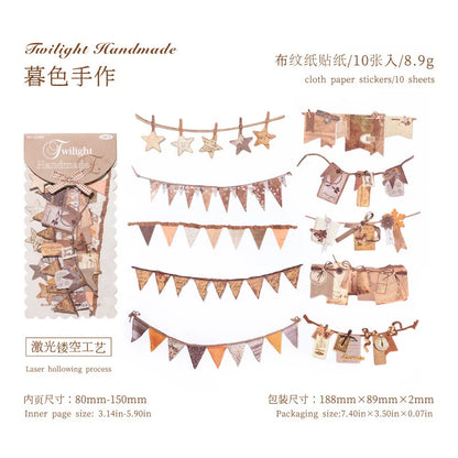 10 pcs Vintage Festival Hollow Landscape Scrapbook Stickers | Handmade Collage Journal Pack