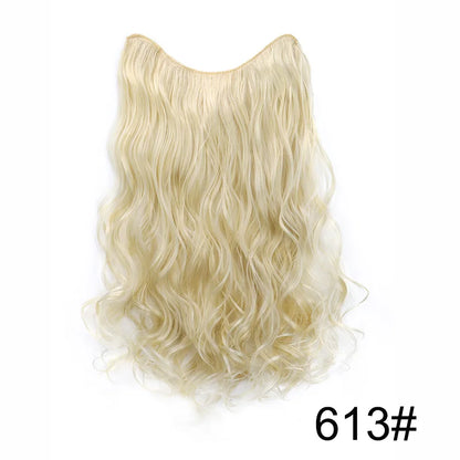 20Inch Synthetic Wavy Curly Clip in Hair Extensions | Heat Resistant Black Blonde Hairpiece for Women