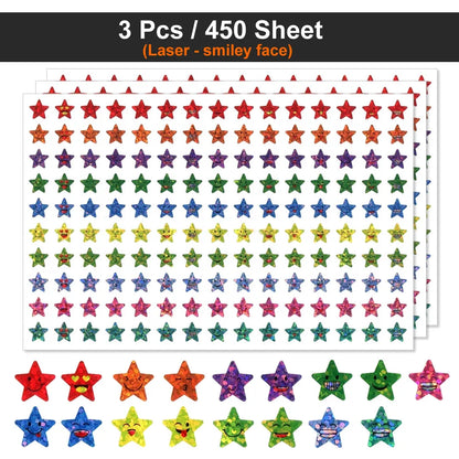 Happy Face Star Sticker Pack | Reward Stickers for Kids, DIY Craft Decorations