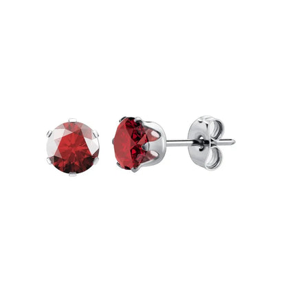 Stainless Steel Cubic Zirconia Stud Earrings Set | 12 Color Hypoallergenic Earrings for Sensitive Skin
