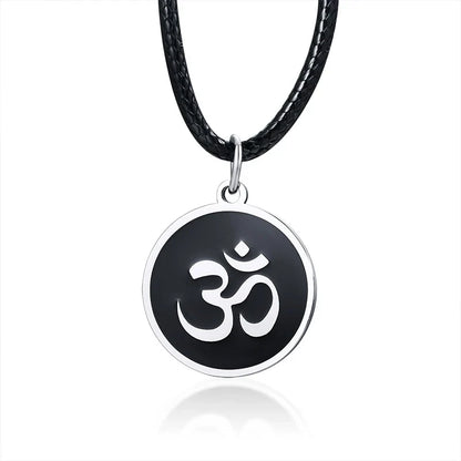 Men's OM Necklace | Round Ohm Pendant Adjustable Yoga Spiritual Jewelry