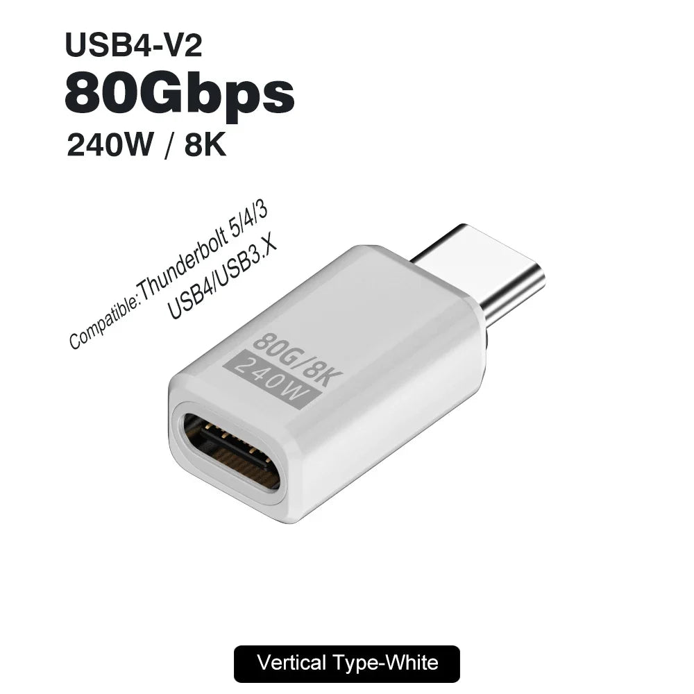 USB4 V2 90 Degree USB-C Angle Adapter | 80Gbps Thunderbolt 5/4/3 Elbow Connector