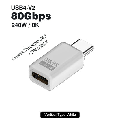 USB4 V2 90 Degree USB-C Angle Adapter | 80Gbps Thunderbolt 5/4/3 Elbow Connector