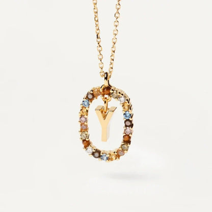 925 Sterling Silver Gold Initial Necklace | Personalized Letter Pendant with Zirconia