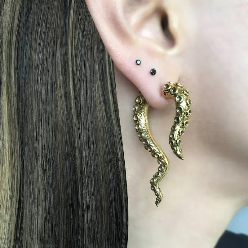Octopus Tentacle Front Back Earring | Gothic Drop Earrings