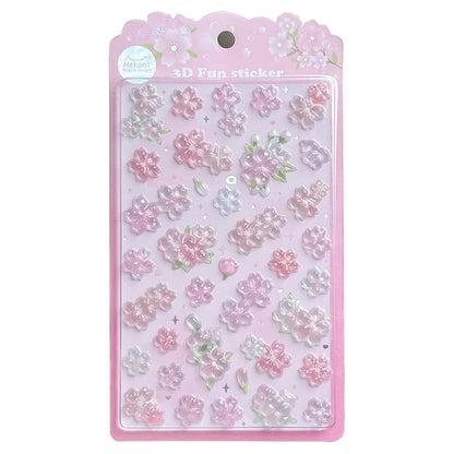 Sakura Cherry Blossom Pink 3D Relief Stickers | DIY Scrapbooking Journal Decor