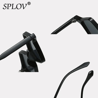 New Fashion Ins Popular Small Polygon Square Sunglasses Women Clear Ocean Lens Shades Men Trending Rivets Sun Glasses UV400