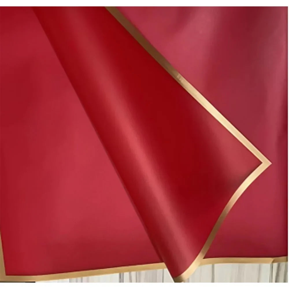 10 Sheets Half Transparent Flower Wrap Paper with Gold Border | Waterproof Bouquet Wrapping for Crafts