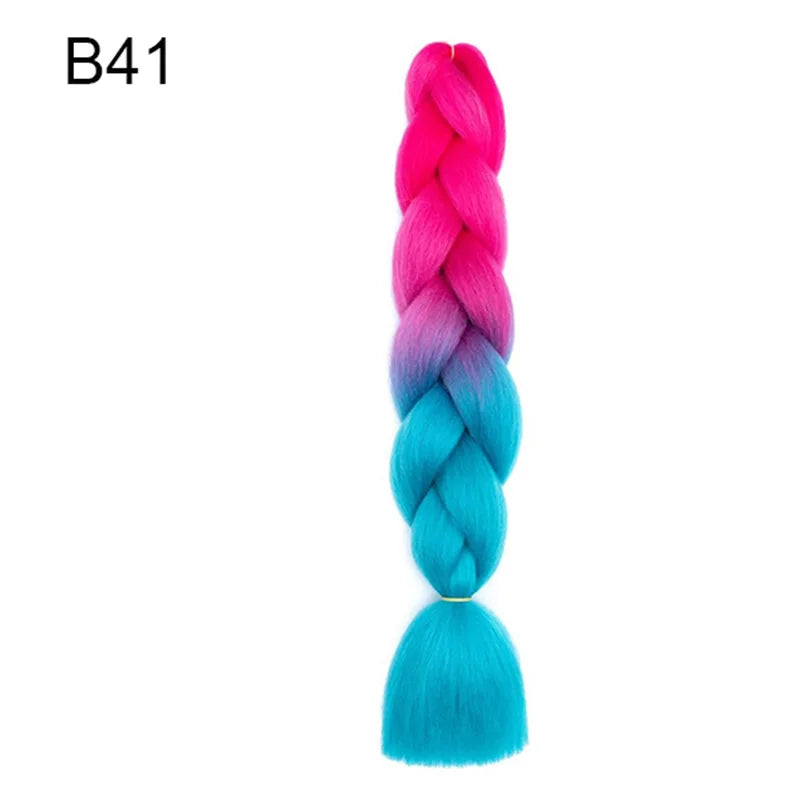 Synthetic Jumbo Braids Hair 24Inch | Ombre Braiding Hair Extensions for Crochet Box Braid Blue Purple