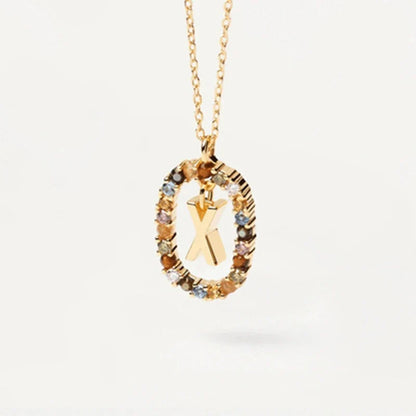 925 Sterling Silver Gold Initial Necklace | Personalized Letter Pendant with Zirconia