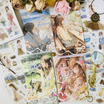 Vintage Character Sticker Set | 20 Sheets Scrapbooking Washi Paper Stickers