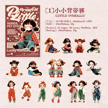 30pcs Cute Girl Stickers for DIY Planner Scrapbooking | Lovely Paradise Decal Pack