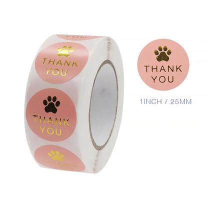 Gold Foil Paw Thank You Stickers | 1 Inch Business Supplies