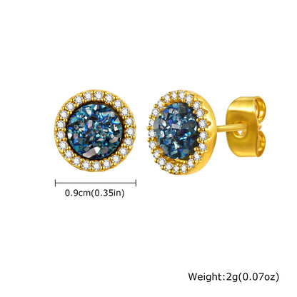 Shattered Zircon Stud Earrings for Men Boys | Hypoallergenic Round Minimalist Jewelry Gift