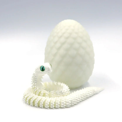 Articulated 3D Printed Snake with Egg | Desktop Decor Fidget Toy