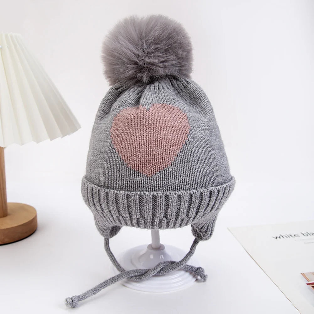 Baby Knitted Turban Hat with Pompom | Soft Acrylic Beanie for 0-3T