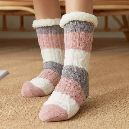 Womens Fuzzy Thermal Sock Plush Grip Hemp Winter Soft Female Home Indoor Warm Bedroom Non slip fluffy Thick Slipper Floor Sock