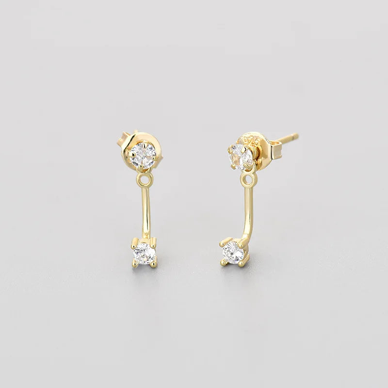Double Flower Stud Earrings | Screw-Back Crystal Tragus Earrings for Women