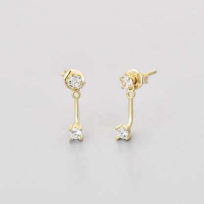 Double Flower Stud Earrings | Screw-Back Crystal Tragus Earrings for Women