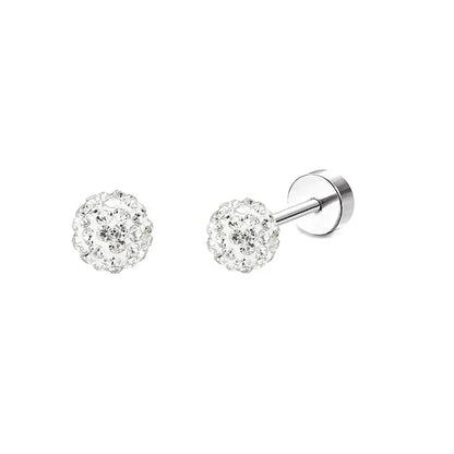 Stainless Steel Crystal Stud Earrings Set | Star Heart Butterfly Cartilage Tragus Helix Piercing Jewelry