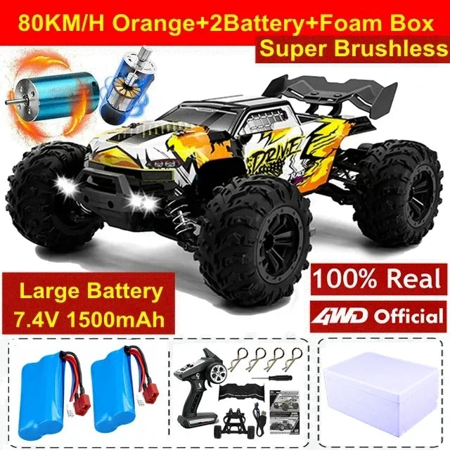 4WD Remote Control Car Off Road 4x4 RC High Speed Buggy Truck Super Brushless 50 or 80KM/H Fast Drift Racing Toy Kids Adults