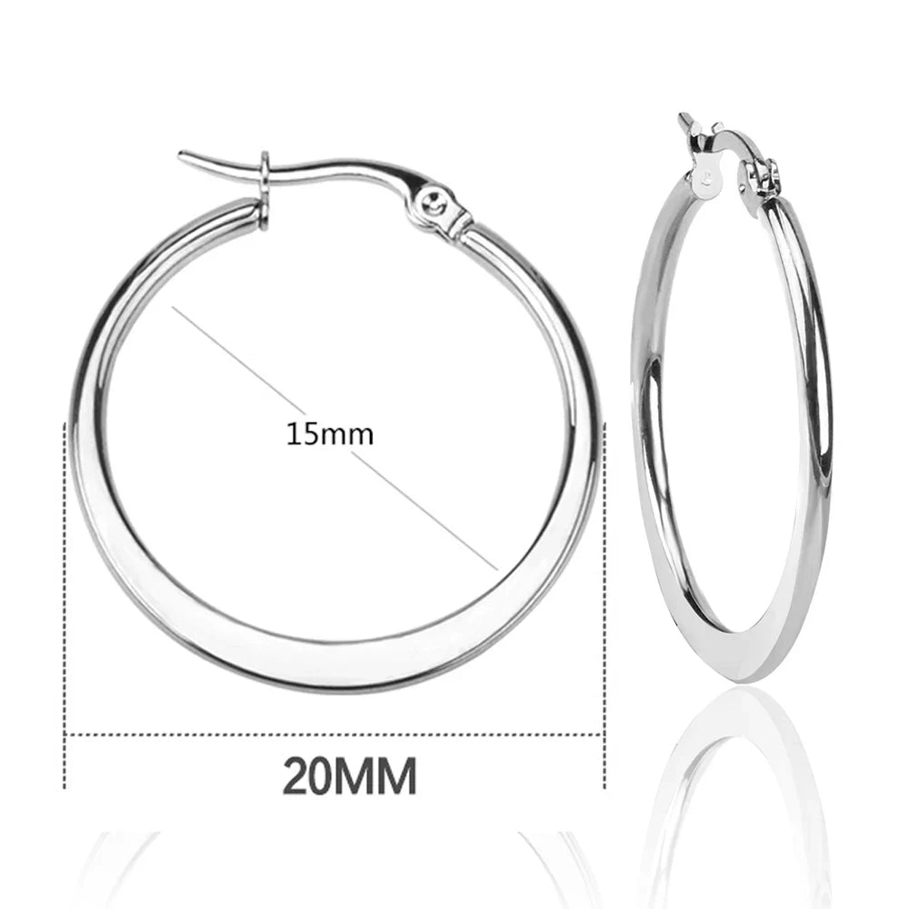 LUXUSTEEL Stainless Steel Hoop Earrings | Simple Geometric Shapes for Women