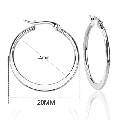 LUXUSTEEL Stainless Steel Hoop Earrings | Simple Geometric Shapes for Women