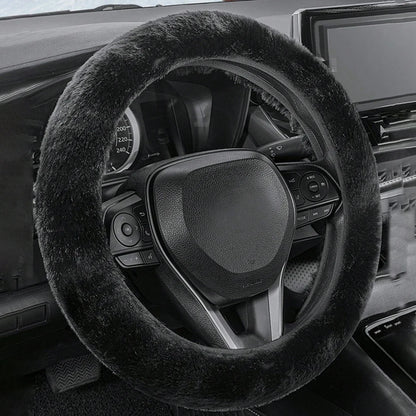 Car steering wheel cover without inner ring in winter plush warm soft comfortable non-slip elastic elastic handlebar cover
