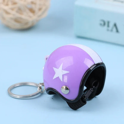 Mini Motorcycle Helmet Keychain | Cute Metal Key Ring for Women and Men